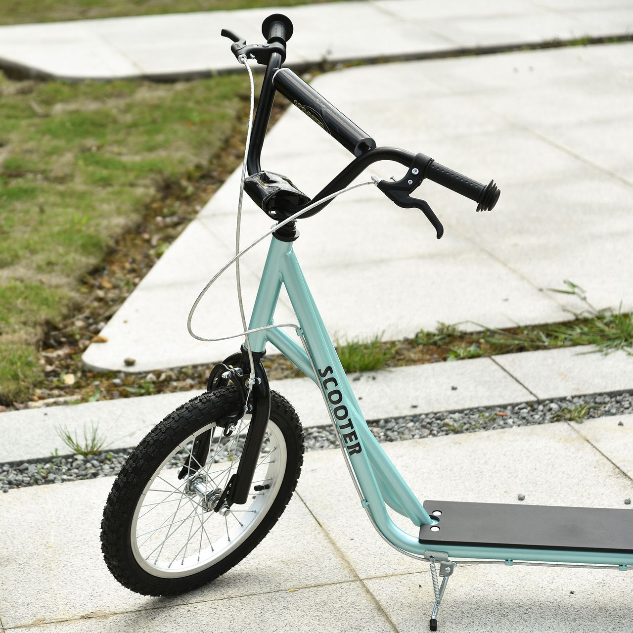 HOMCOM Tretroller Kinderroller Scooter Cityroller Luftreifen verstellbar Hellblau