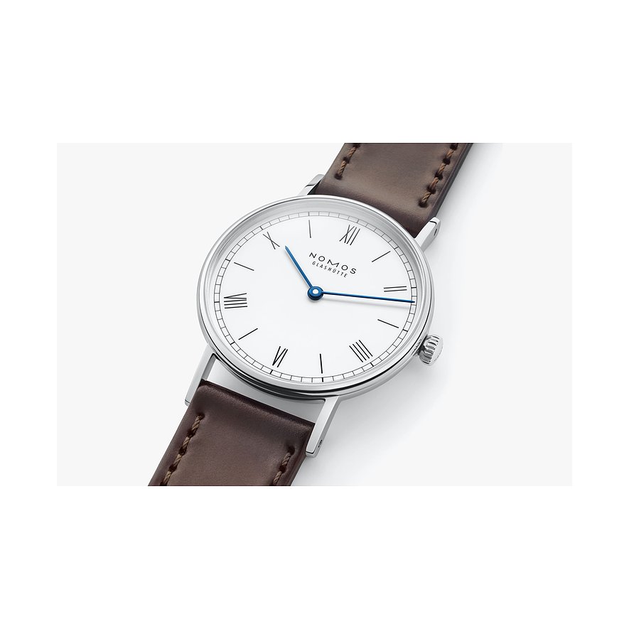 Nomos Glashütte Damenuhr Ludwig 33 Duo emailleweiss