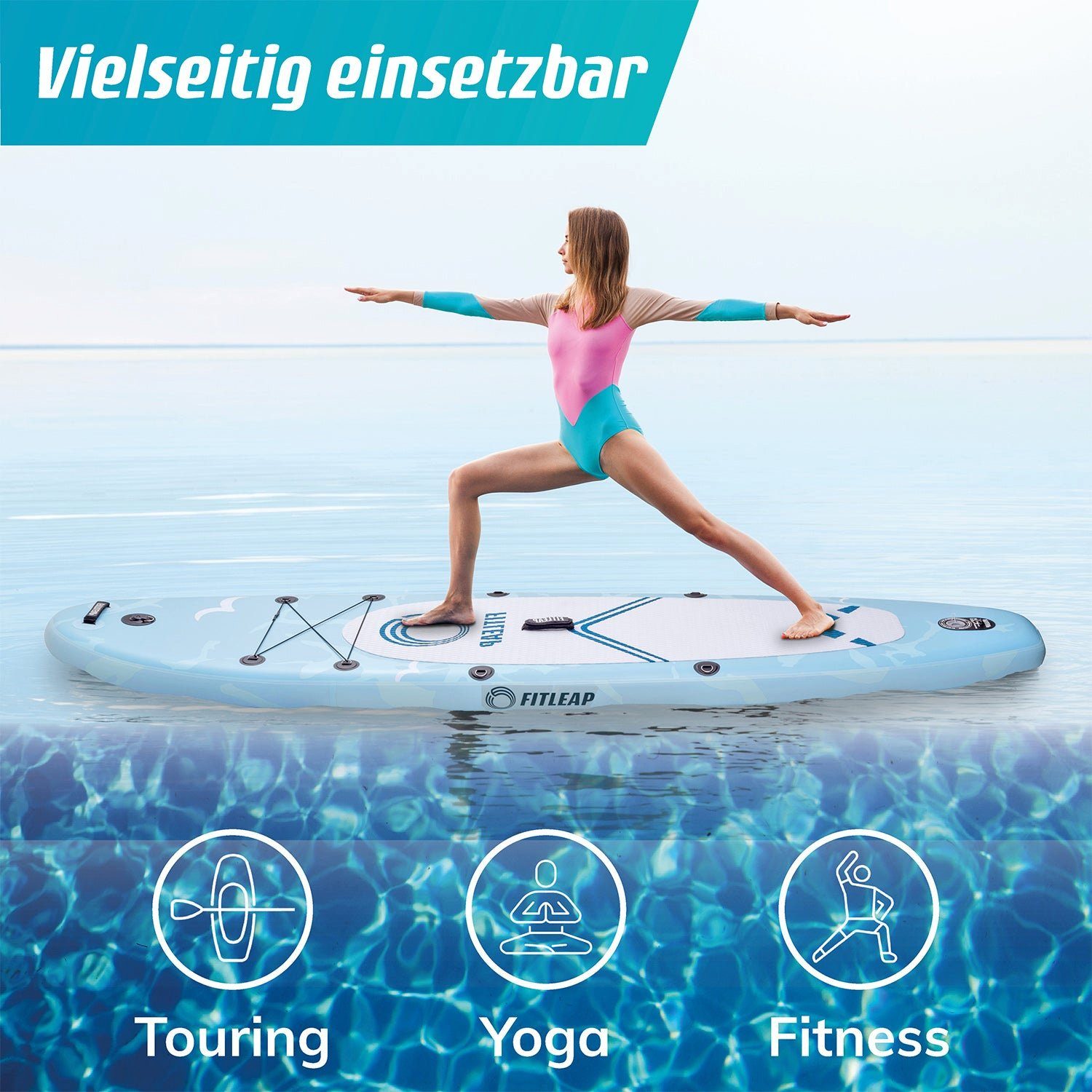 KLAMER SUP-Board Fitleap Premium Stand Up Paddle Board aufblasbar - SUP Board Set mit …