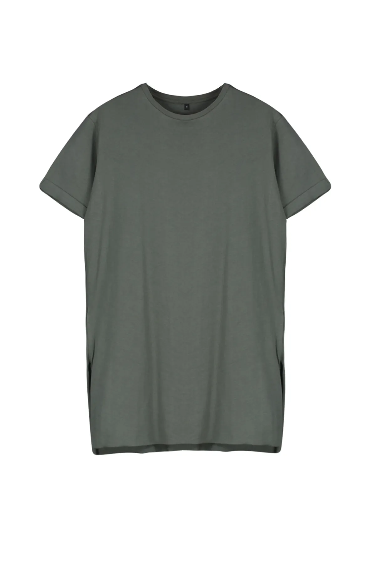 Trendyol Modest  Schwarz-Khakifarbenes 2er-Pack kurzärmliges Basic-Strick-T-Shirt mit Rundhalsausschnitt und Schlitzdetails TCTSS21UK0009