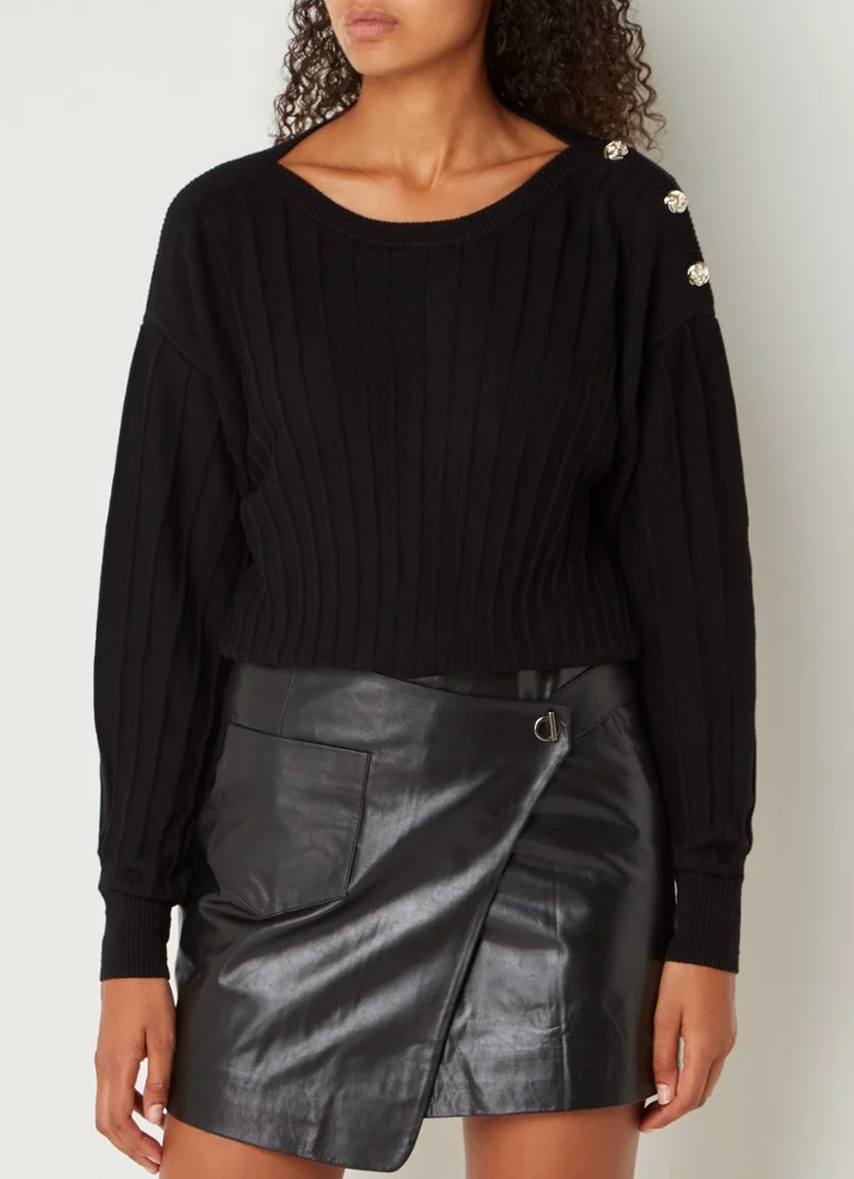 ba&sh Jynx fine-knit pullover in wool blend with decorative buttons
