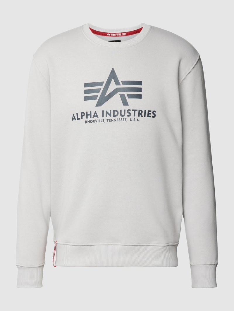 Sweatshirt mit Label-Print Modell 'BASIC' in hellgrau