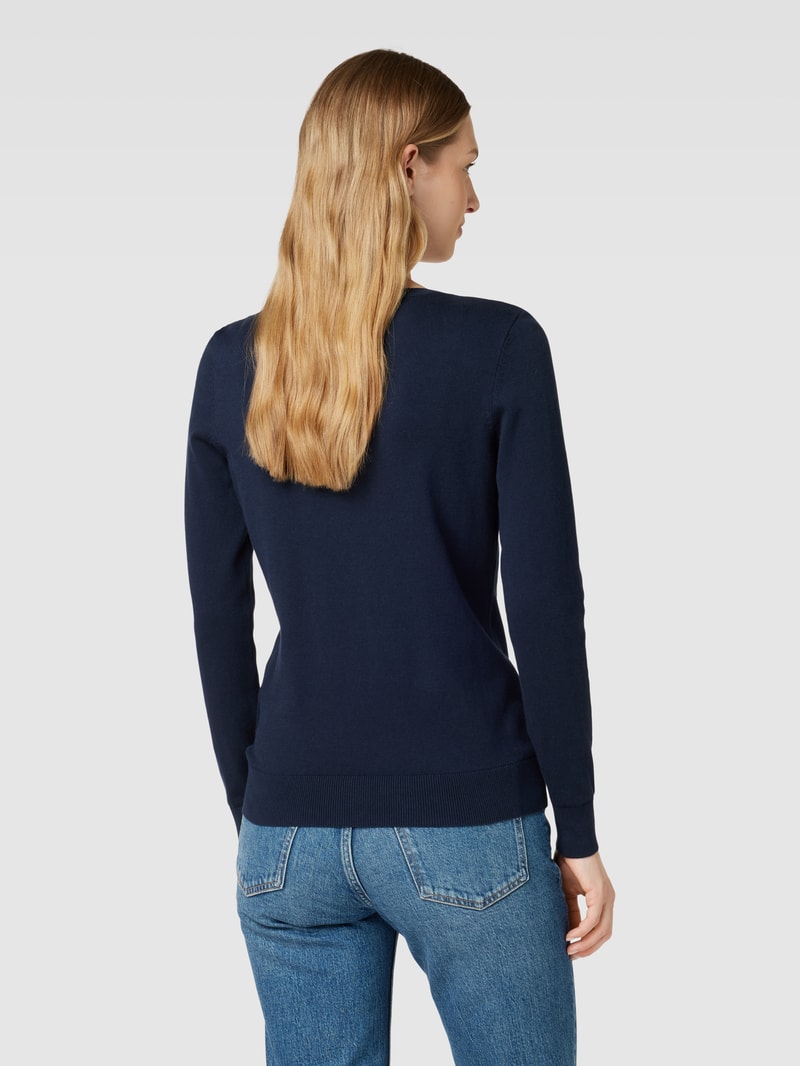 Strickpullover mit Rundhalsausschnitt in dunkelblau