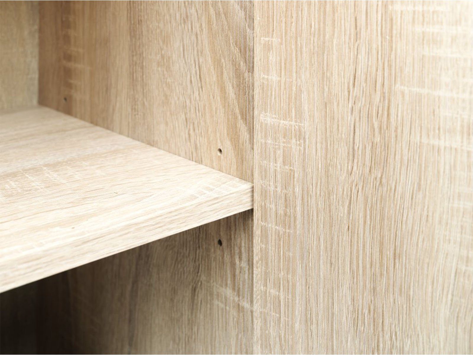 möbelando Sideboard Uwe, mit 3 Drehtüren, 2 Schubkästen und einen Fachboden. Breite 107 cm, Höhe 74 cm, Tiefe 34 cm