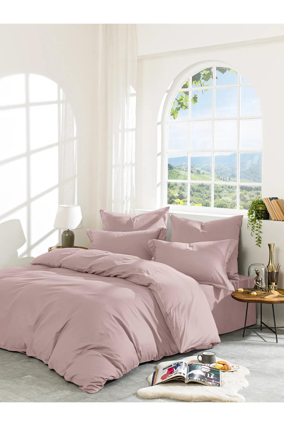 Karna Home  Klassisches Doppel-Bettbezug-Set aus Baumwollsatin