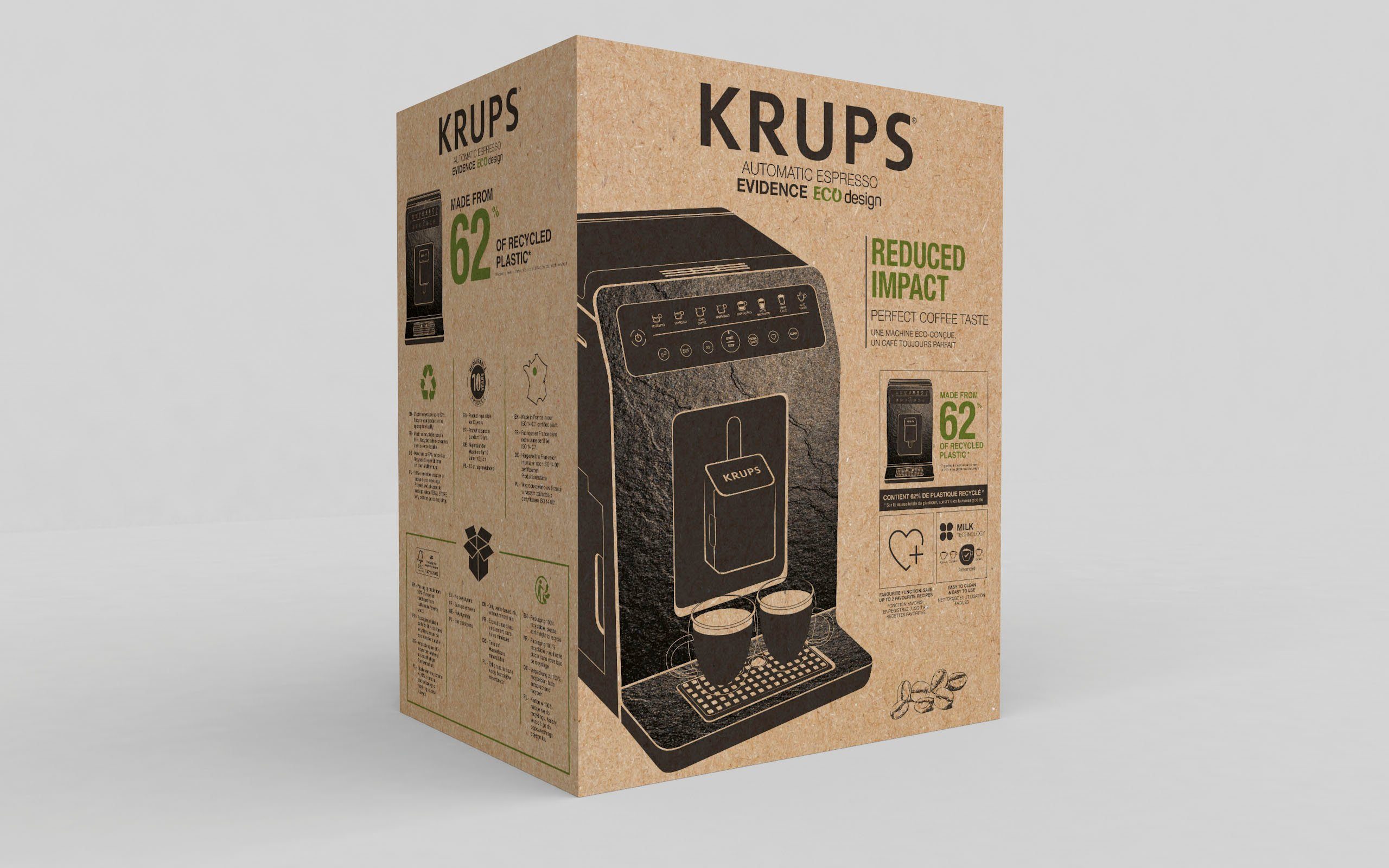 Krups Kaffeevollautomat EA897B Evidence ECOdesign, aus 62%* recyceltem Kunststoff, bis zu 90% recycelbar, inkl. Emsa Travel Mug im Wert von UVP 25,99