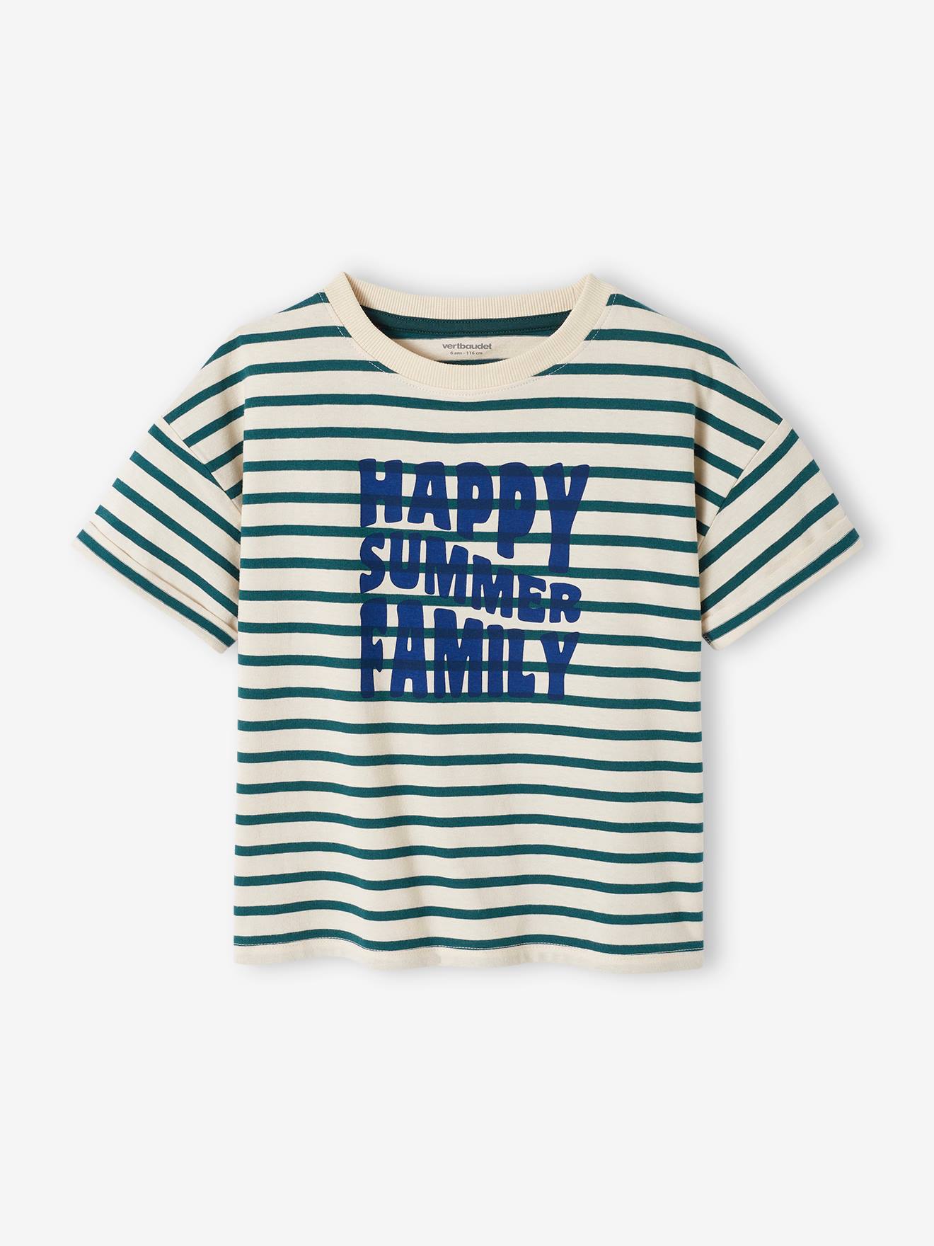 T-shirt mixte enfant capsule famille marin rayé vert