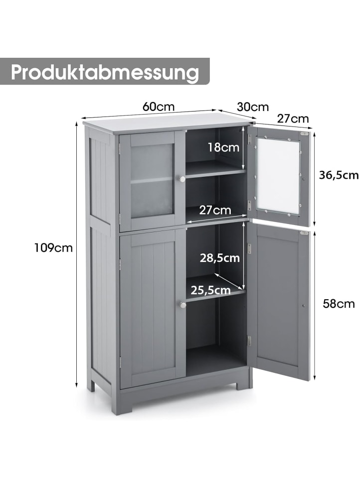 COSTWAY Badezimmerschrank in Grau günstig kaufen onesize