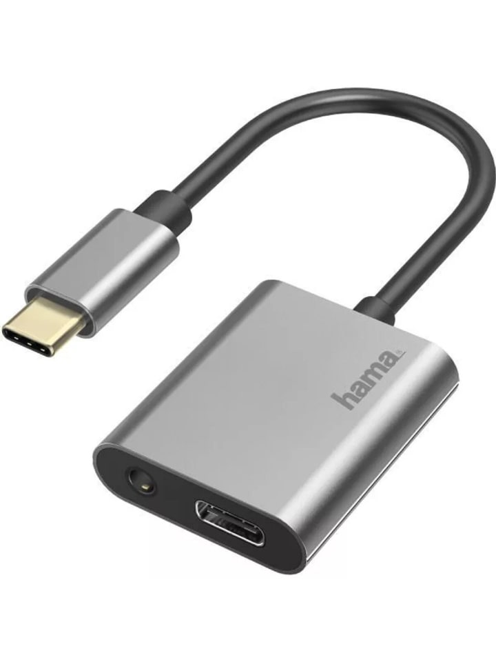 Hama Hama USB-C zu 3.5 mm Klinke und USB-C – Audio und Laden gleichzeitig in Grau günstig kaufen onesize