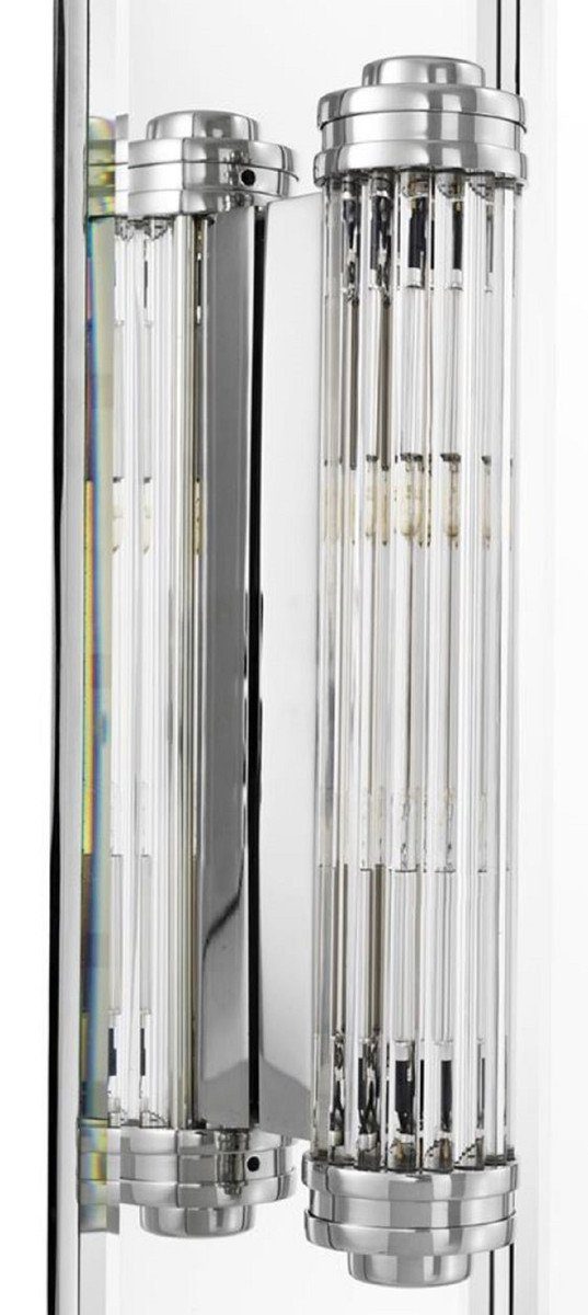 Casa Padrino Wandspiegel Luxus Wandspiegel mit Licht Silber 90 x 13 x H. 140 cm - Luxus Qualität