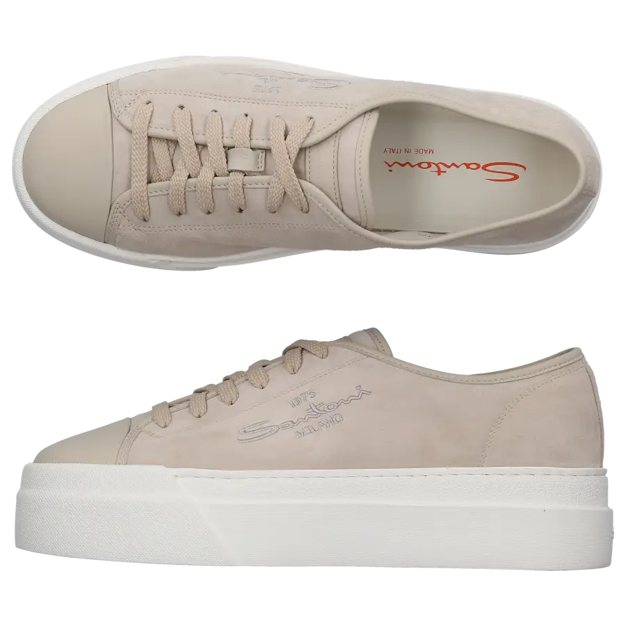Santoni - Sneaker low Plateau 61229 Veloursleder - grau
