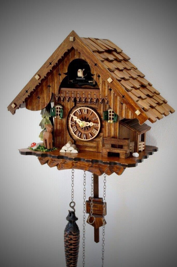 Clockvilla Hettich-Uhren Wanduhr Schwarzwälder Kuckucksuhr mit Schindeldach