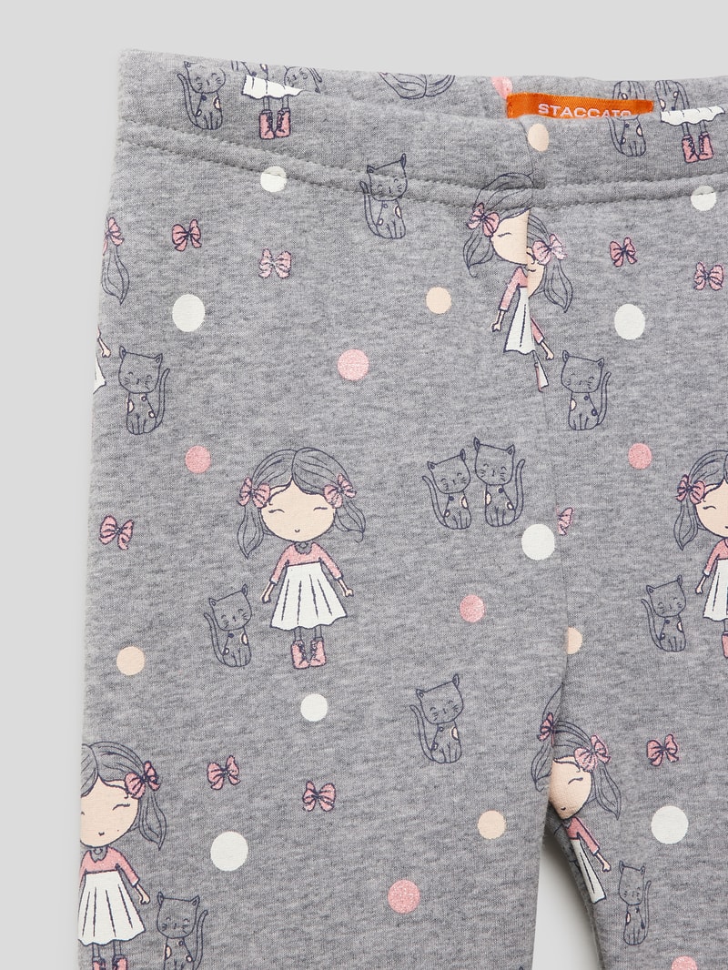 Leggings mit Allover-Print in hellgrau meliert