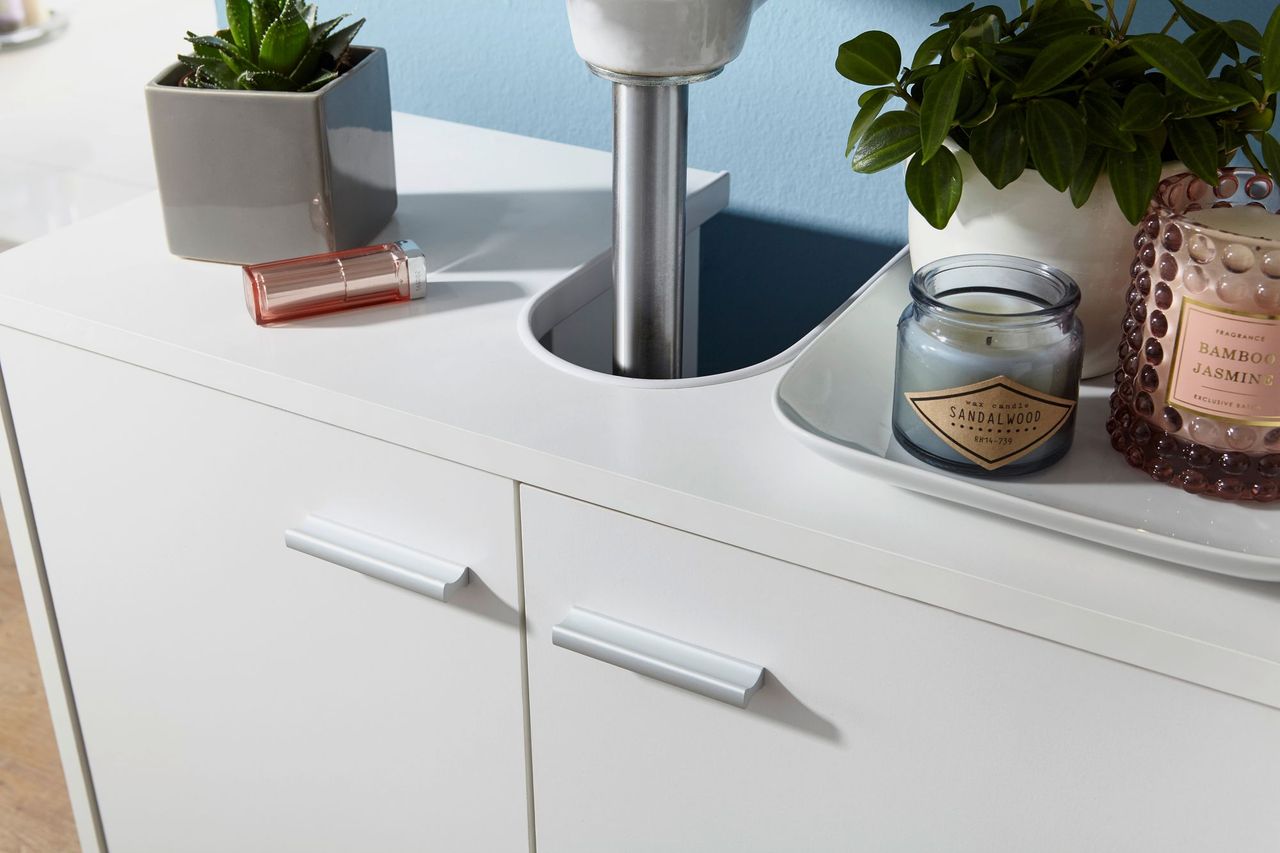 Wohnling Bad Waschbecken Unterschrank 60 x 55 x 30 cm 2 Türen weiß