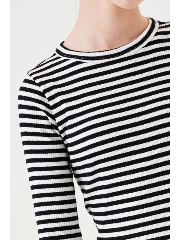Garcia Langarmshirt geringelt in off black günstig kaufen