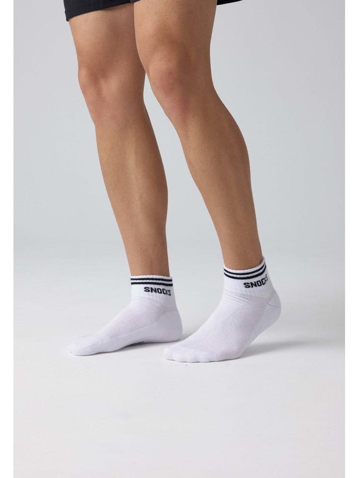 SNOCKS Retro Sneaker Socken aus Bio-Baumwolle 4 Paar in Weiß (Streifen) günstig kaufen 47-50