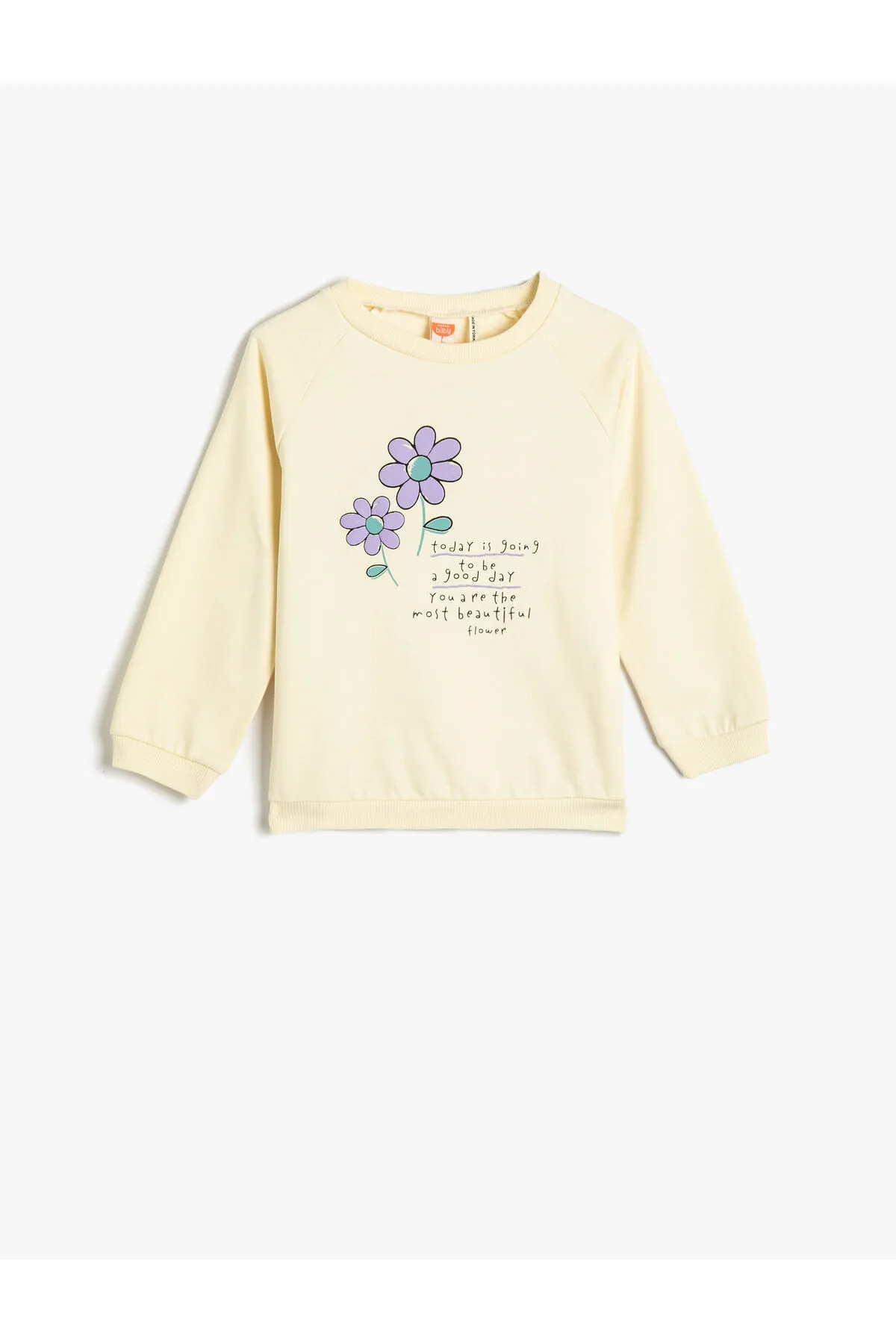 Koton  Sweatshirt mit Blumenmuster und erhöhtem Rundhalsausschnitt aus Baumwolle