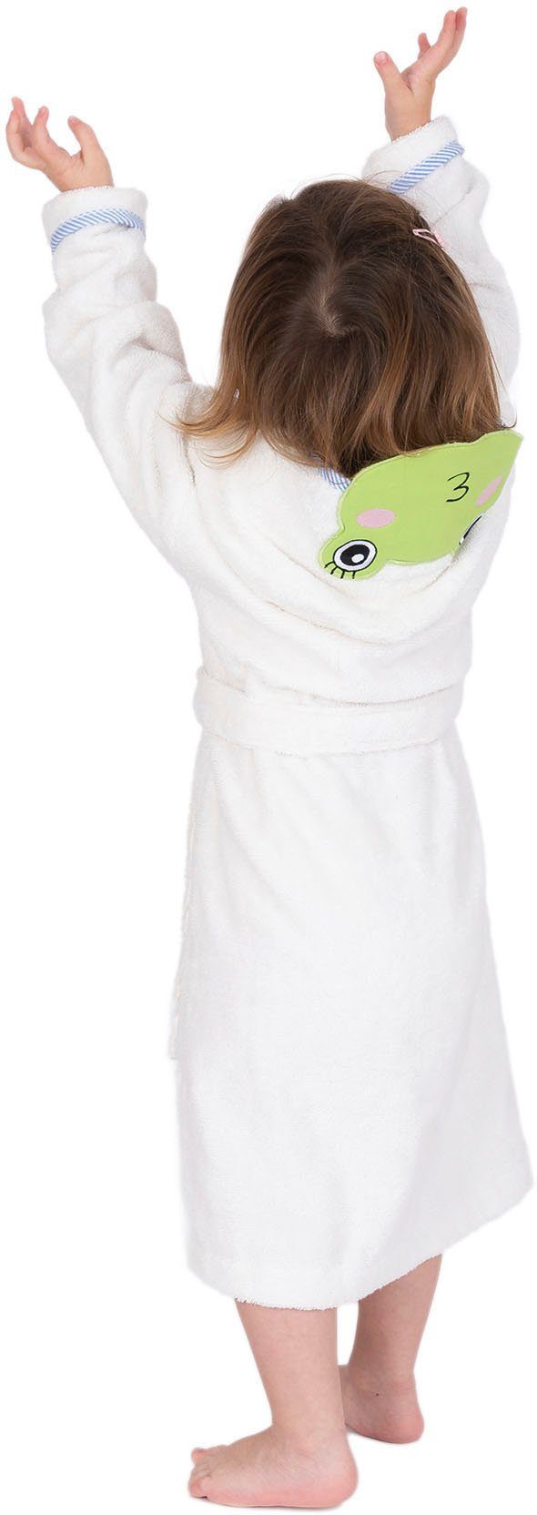 Wewo fashion Kinderbademantel 8023, Langform, Frottier, Gürtel, Frosch