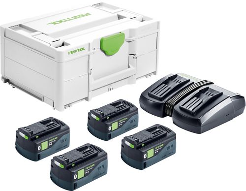 Festool Tilbehør 577709 Energisett SYS 18V 4x5.0/TCL6 DUO - 4 x batteripakke og dobbel lader i Systainer