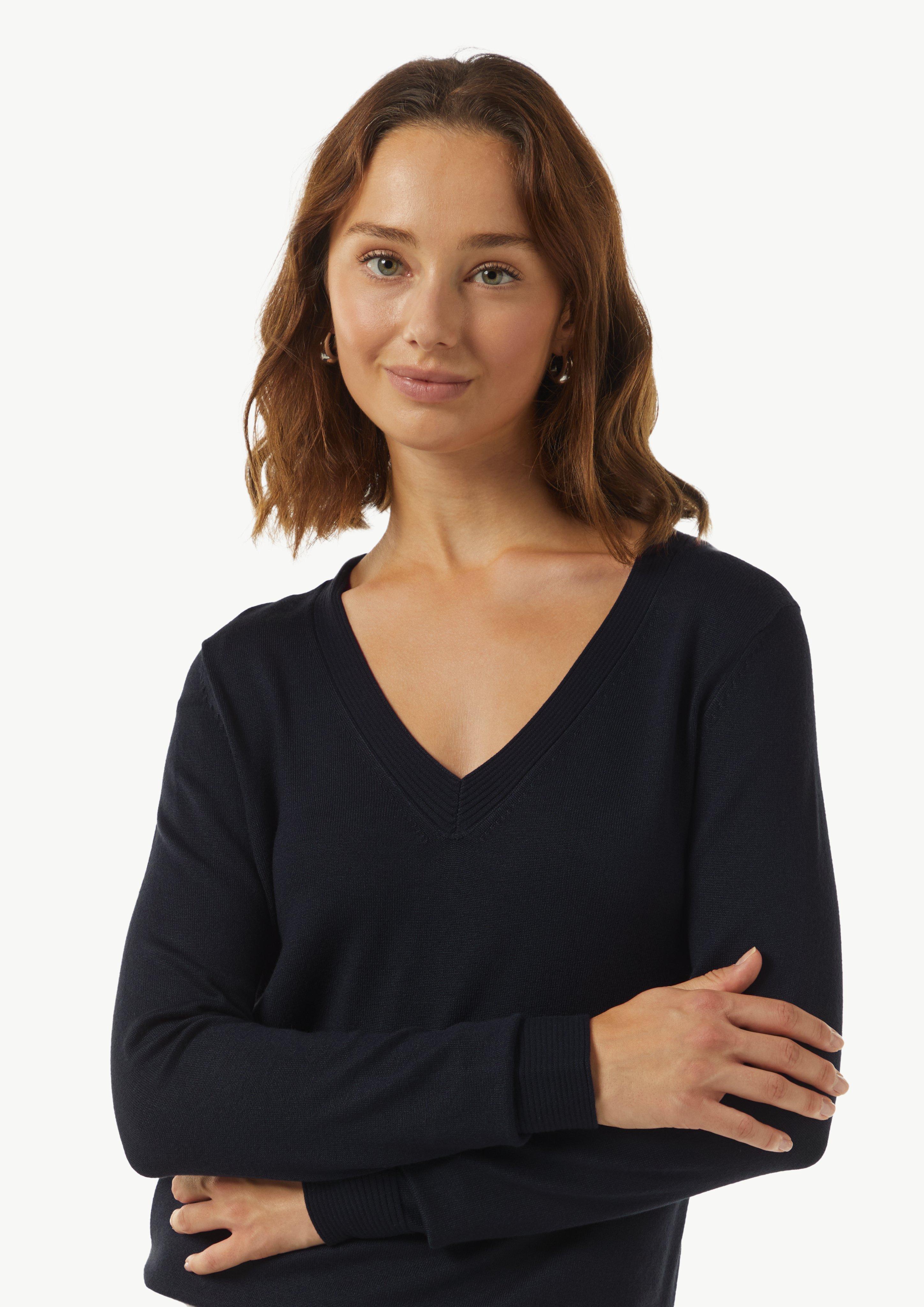 Strickpullover mit V-Ausschnitt - navy