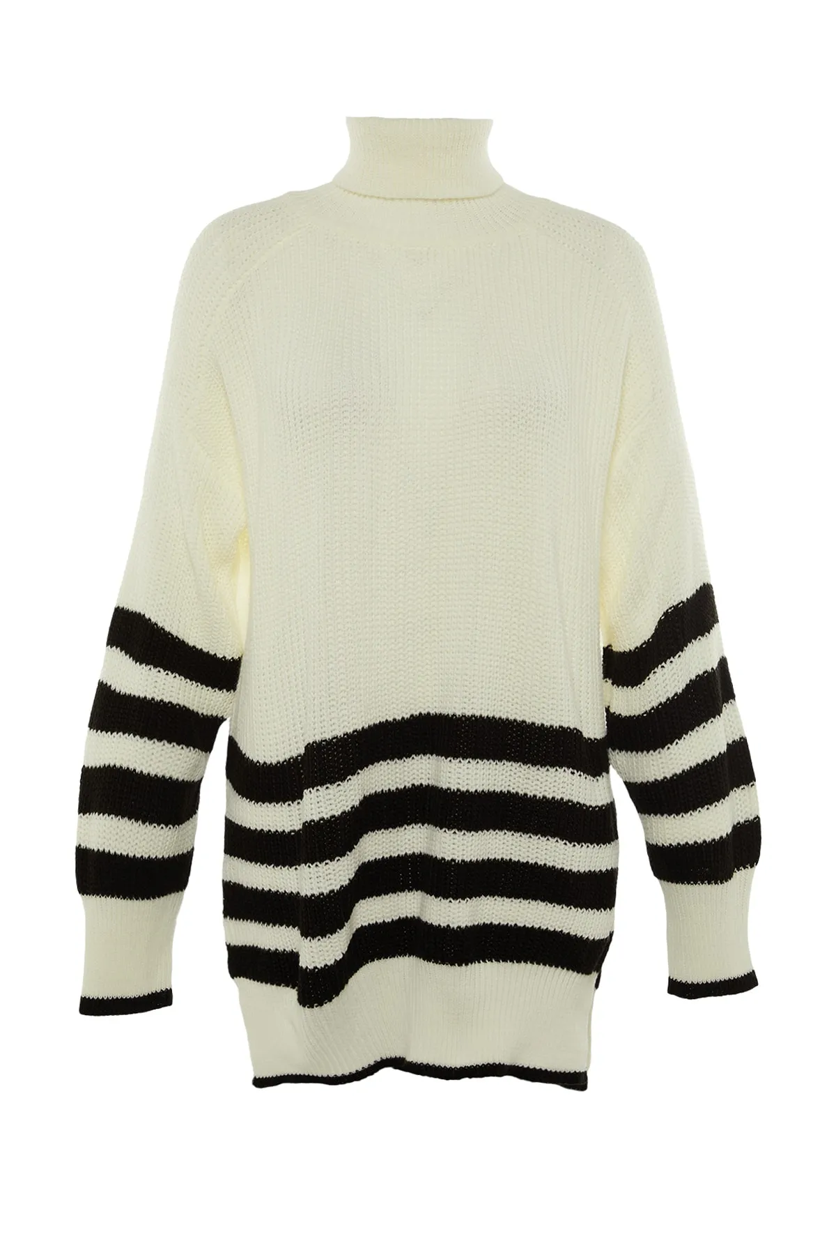 Trendyol Collection  Ecru gestreifter Oversize-Strickpullover TWOAW23KZ00005