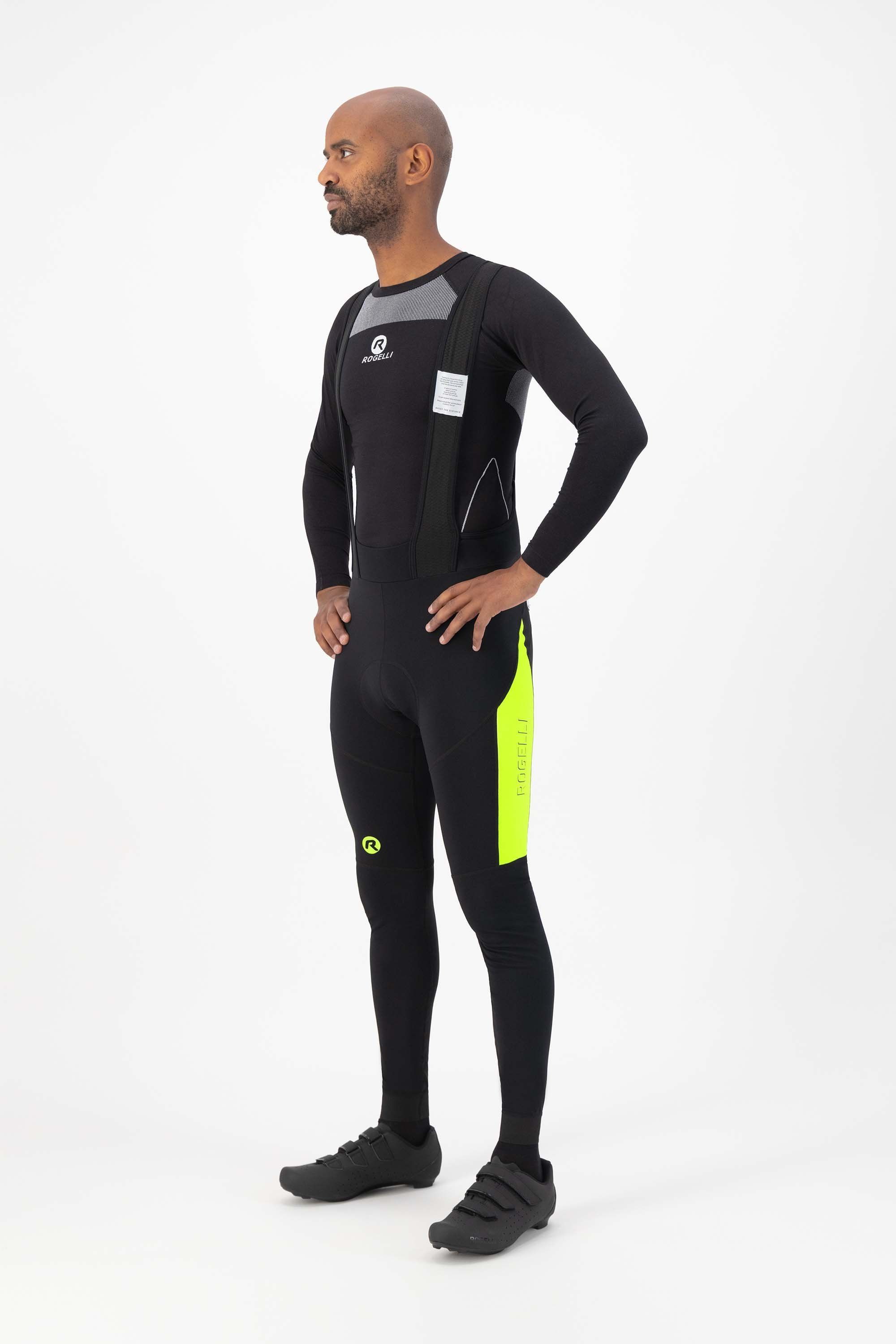 Rogelli Tyro Yellow Black Herren lange Radhose mit Träger