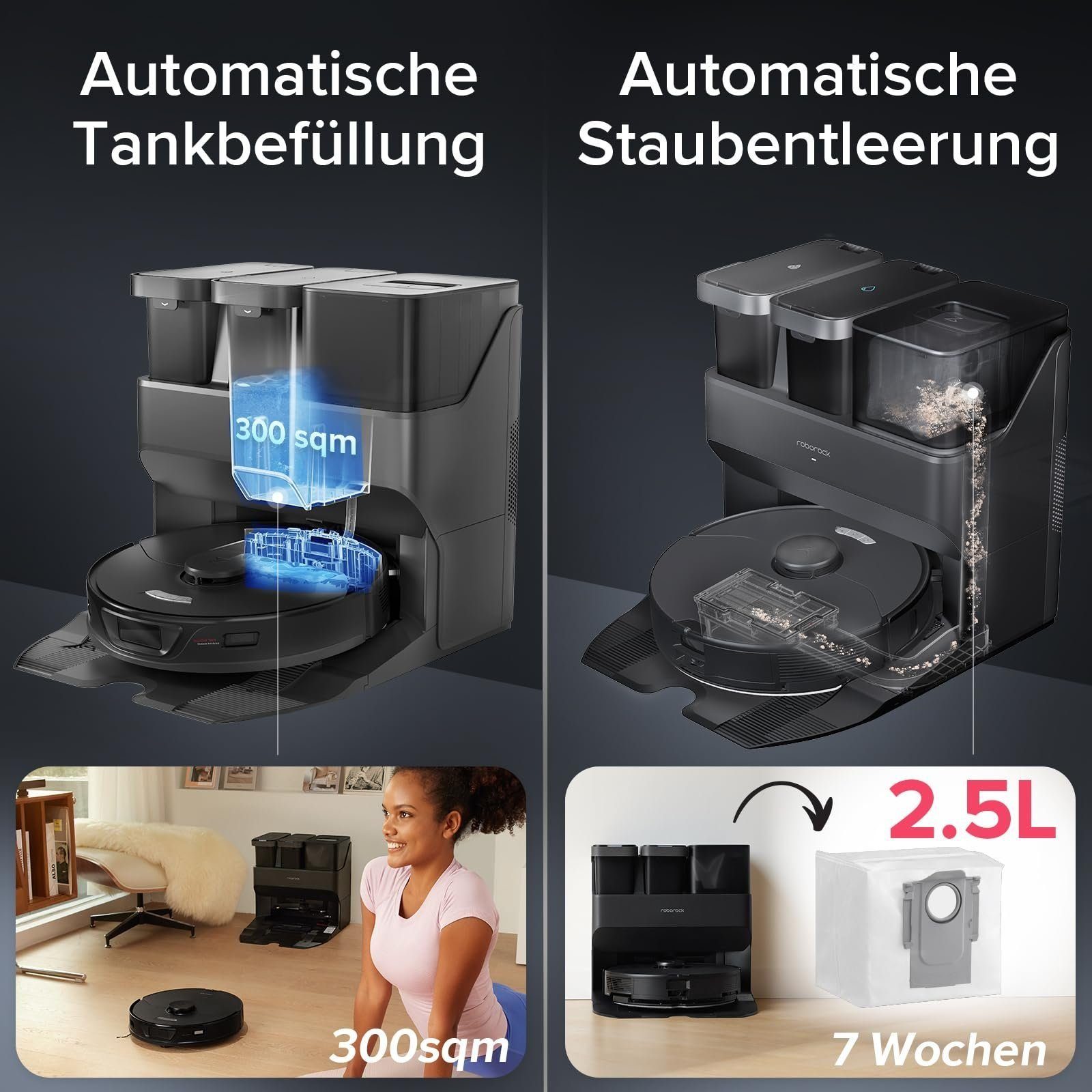 Roborock Saugroboter S7 Max Ultra mit Zubehör-Set, 60,00 W, 5500Pa, Reaktive Hindernisvermeidung, Selbstreinigend, Selbsttrocknend, App und Sprachsteuerung (Upgrade von S7 Pro Ultra, VS S8 Pro Utra)