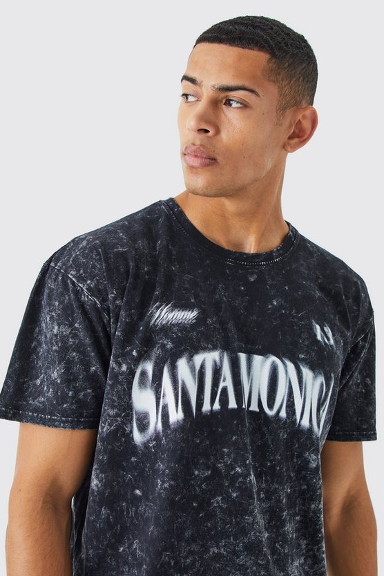 Oversize T-Shirt mit Acid-Waschung und Print