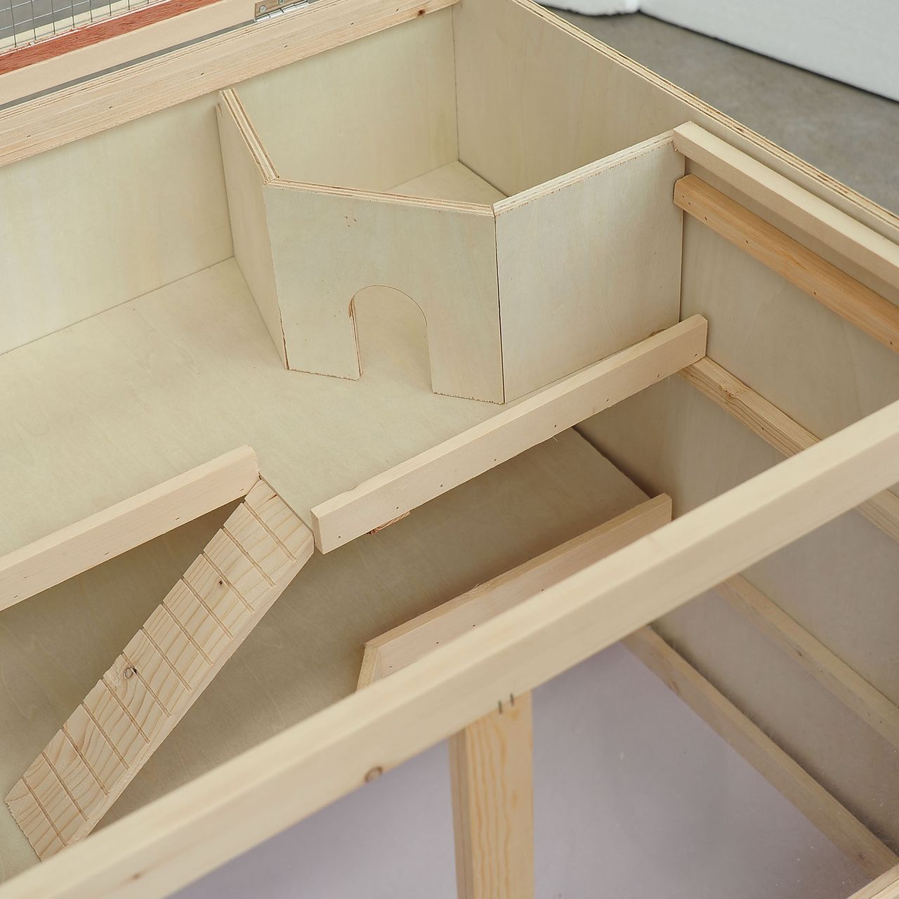 PawHut Hamsterkäfig Nagerkäfig Kleintierstall aus Holz Kleintierkäfig Naturholz