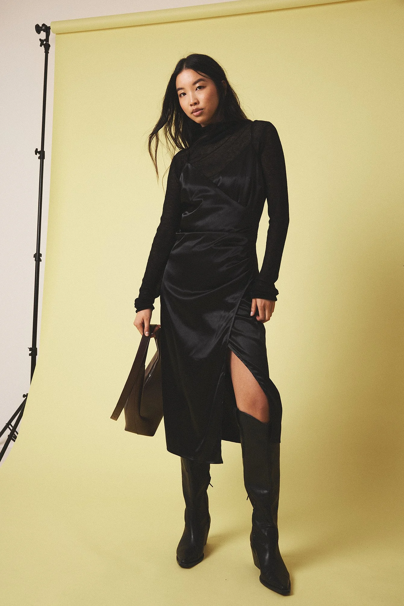 Überlappendes Satin-Slipkleid