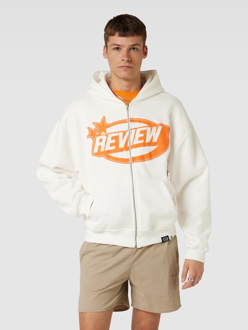 Sweatjacke mit Label-Details in offwhite