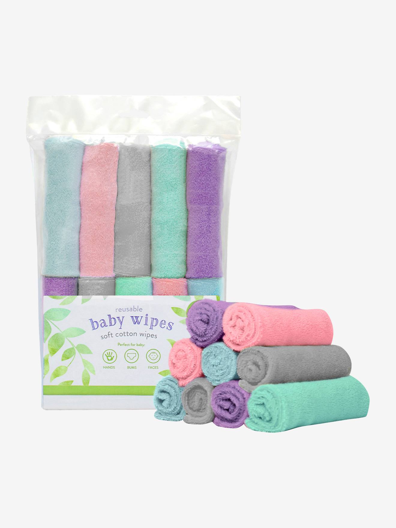 Bambinomio Bambino Mio, wiederverwendbare Feuchttücher, 10er-Pack - farblich sortiert