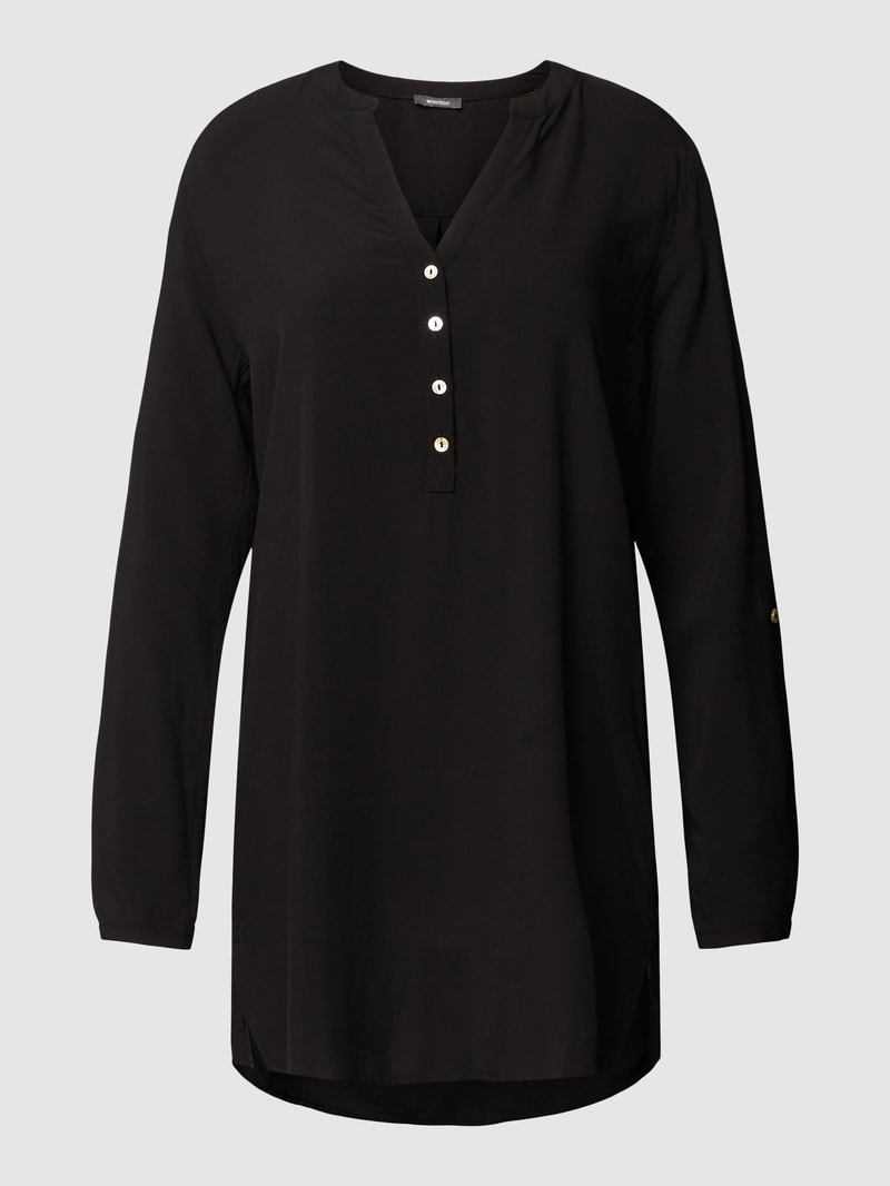 Blusenshirt mit V-Ausschnitt in schwarz