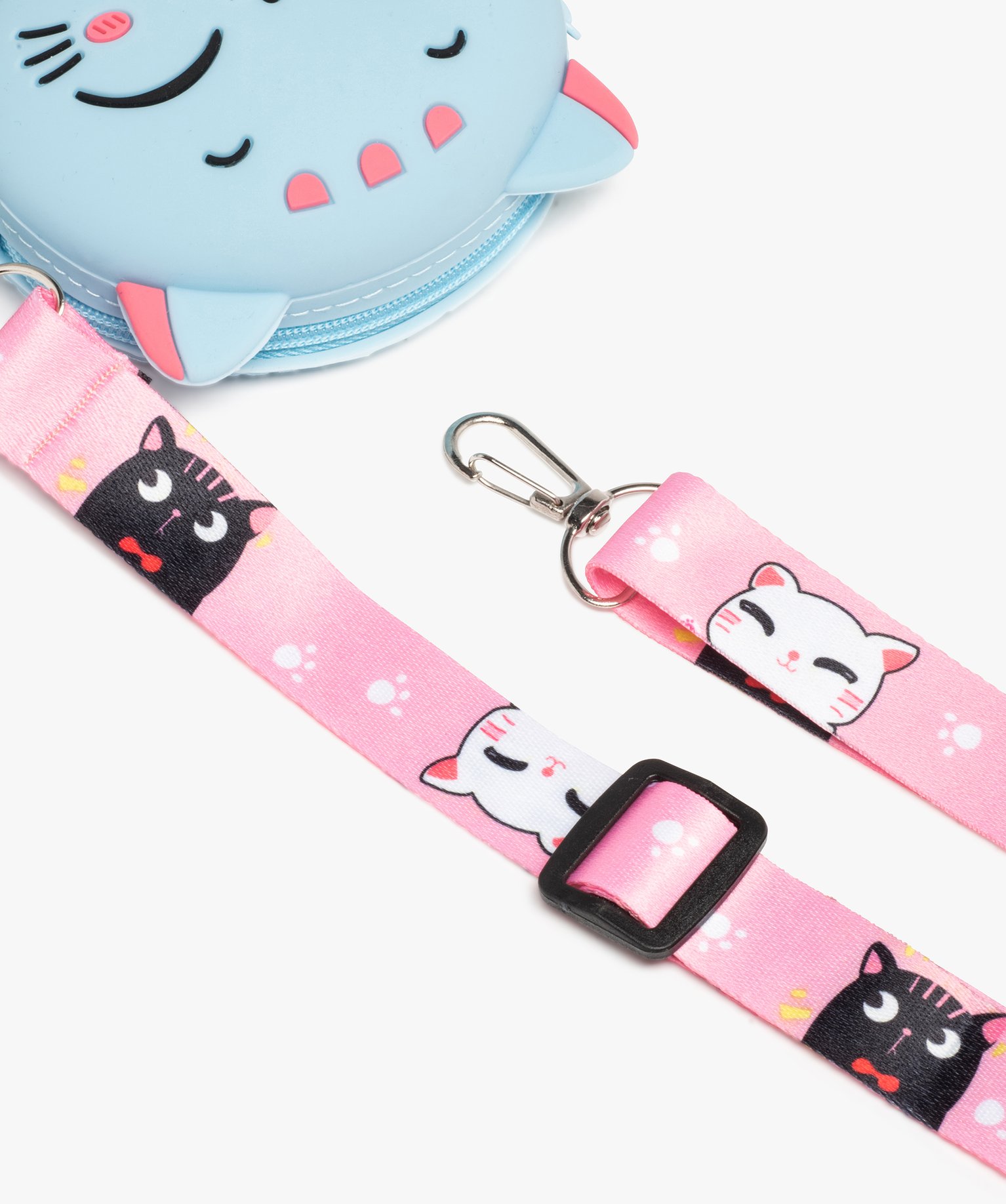 Pochette forme chat avec cordon satiné amovible fille bleu | GEMO