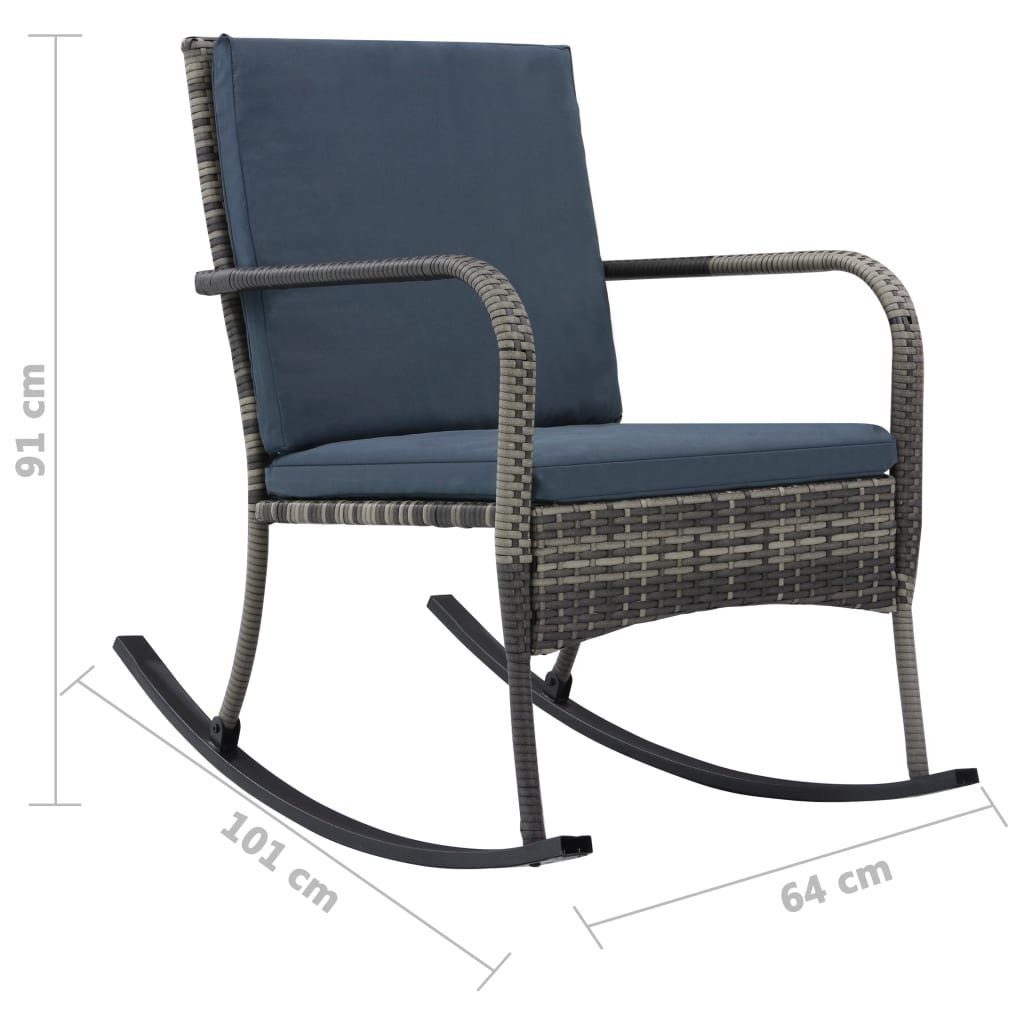 möbelando Schaukelstuhl Bahrenfleth (B/H/T: 64x91x101 cm), aus Rattan in Anthrazit