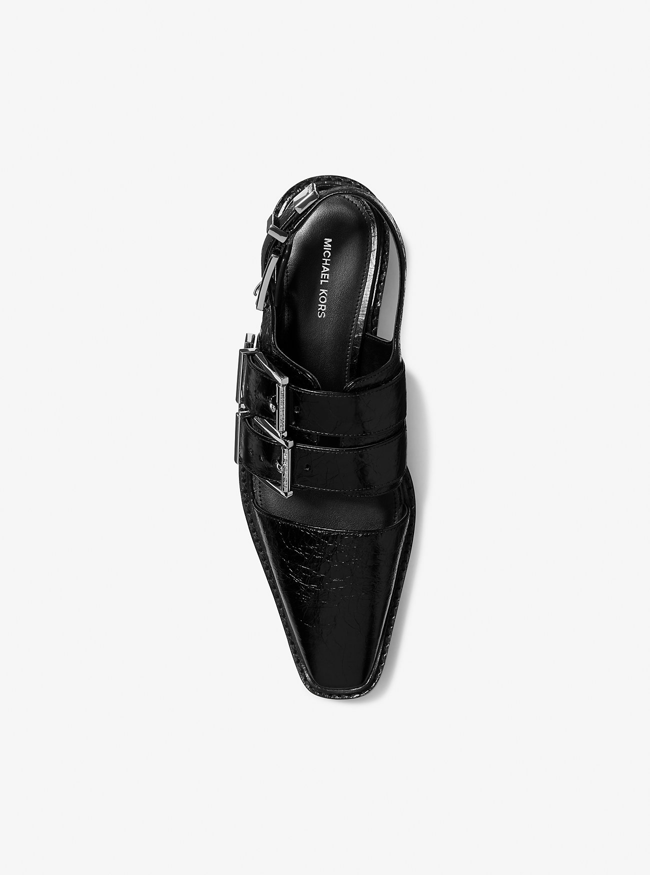 Darrington Crackled Patent Leather Slingback Loafer - BLACK