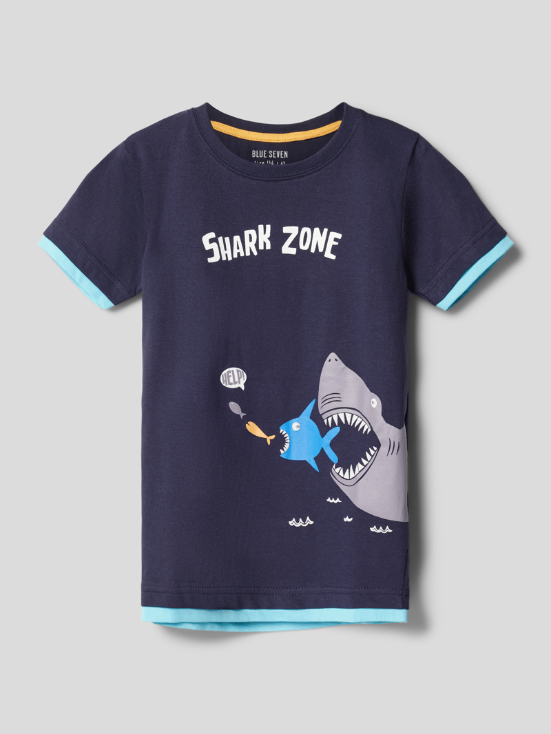 T-Shirt mit Motiv-Print in blau