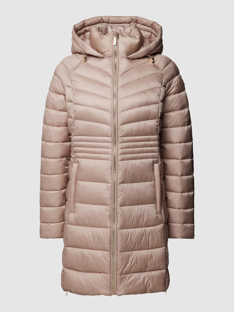 Steppjacke mit Kapuze Modell 'LONG LINE' in beige