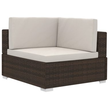 vidaXL Loungesofa Ecksofas 2 Stk. mit Auflagen Poly Rattan Braun, 2 Teile