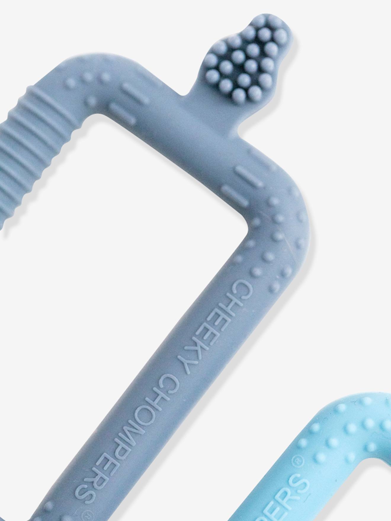 Set de 2 Flexi-Brush CHEEKY CHOMPERS gris + vert d'eau