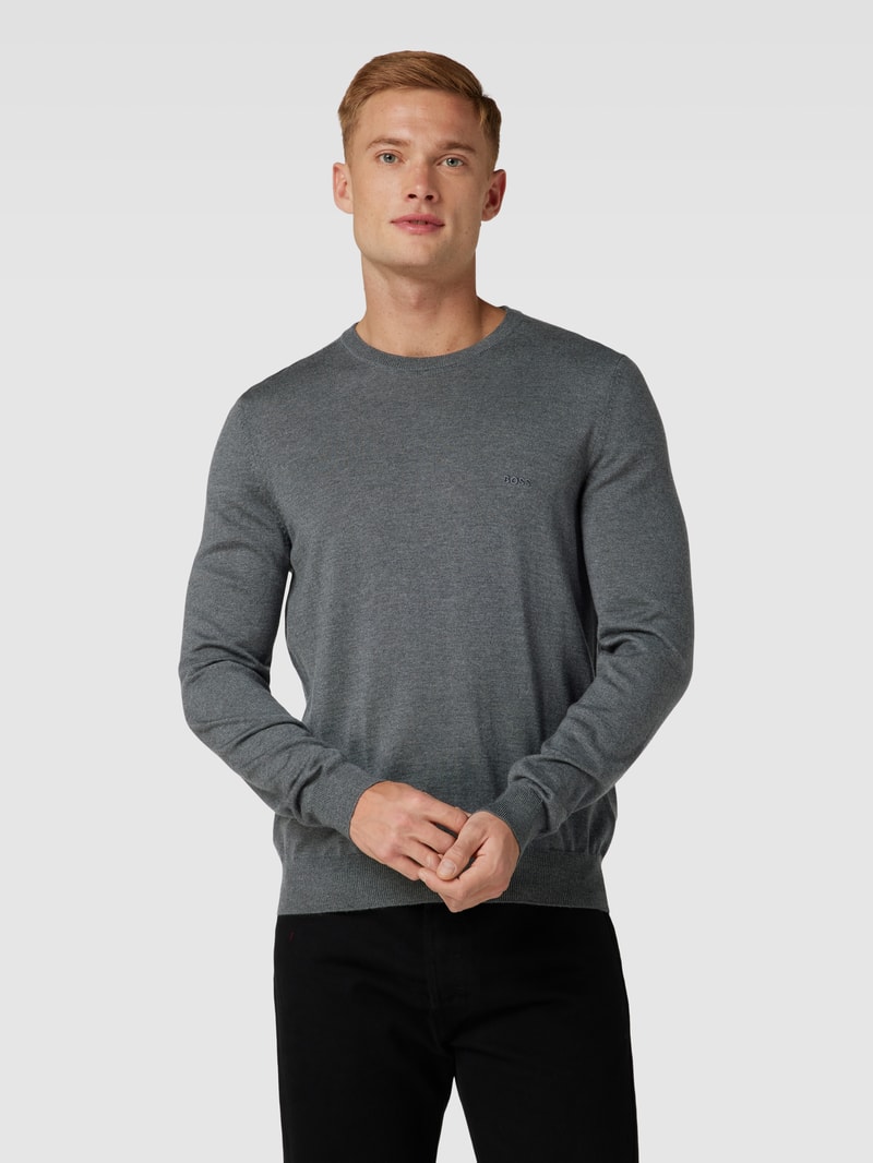 Strickpullover mit Label-Stitching Modell 'Botto' in anthrazit