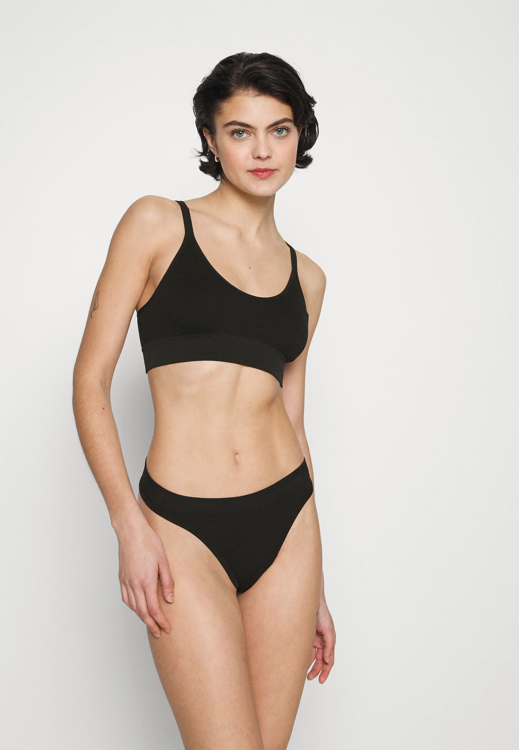 Conjunto de tanga de algodón sin costuras y largo - Tanga