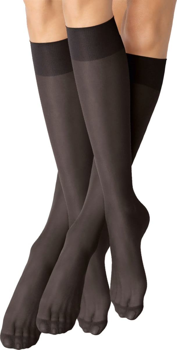 Kniestrümpfe transparent schwarz onesize 20 DEN, 2 St