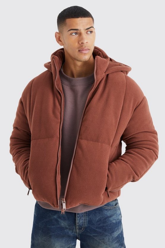 Fleece-Steppjacke mit Kapuze
