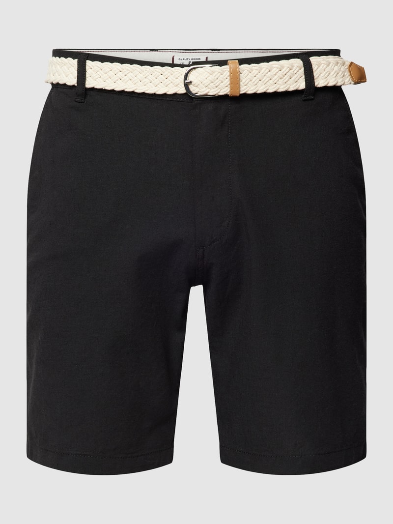 Bermudas mit Stoffgürtel in schwarz