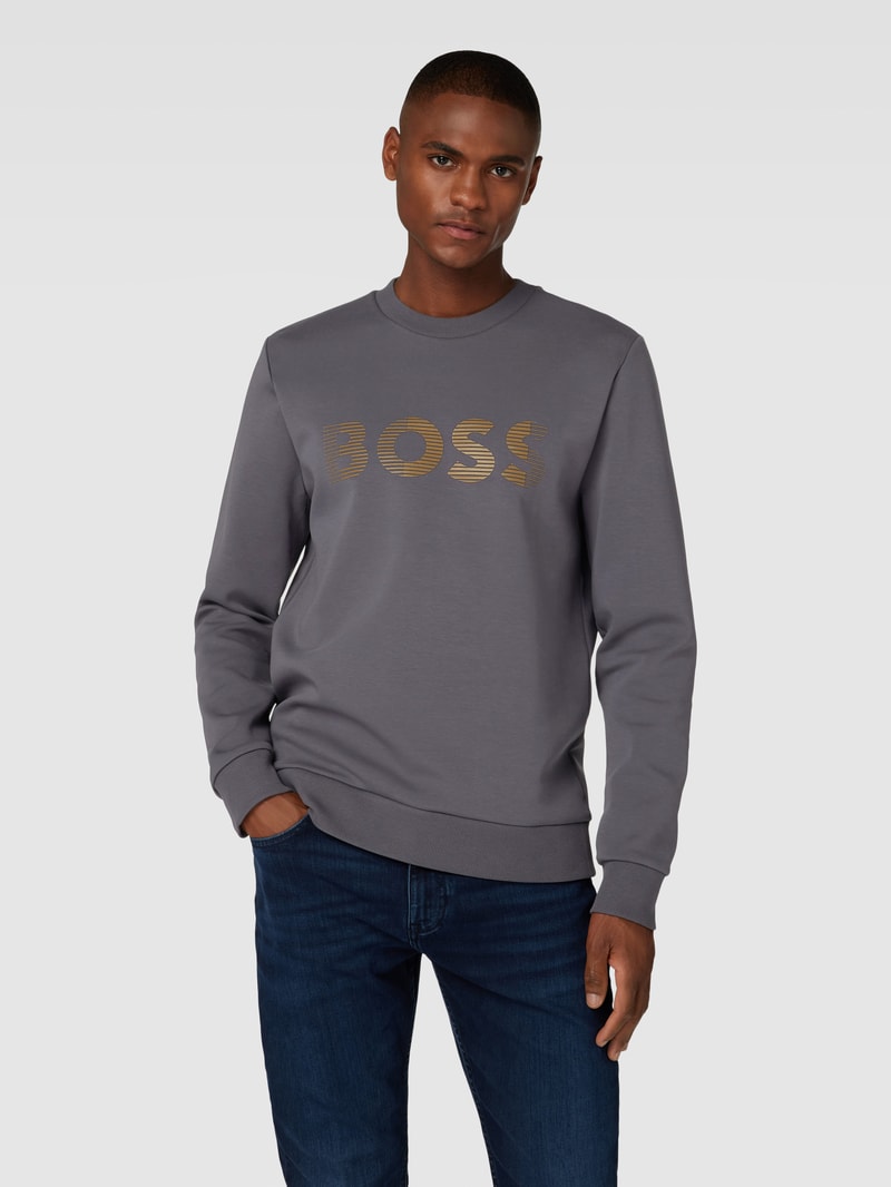 Sweatshirt mit Label-Print Modell 'Salbo' in graphit
