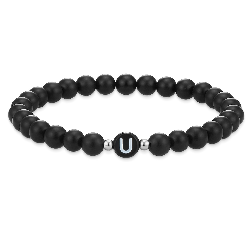 EASTSIDE Bracelet en pierres précieuses Lettres Agate en Noir Bracelet