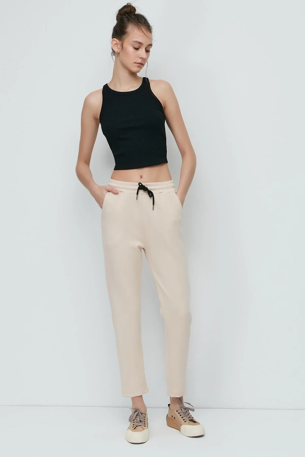 C&City  Jogginghose mit geradem Bein 801 Creme