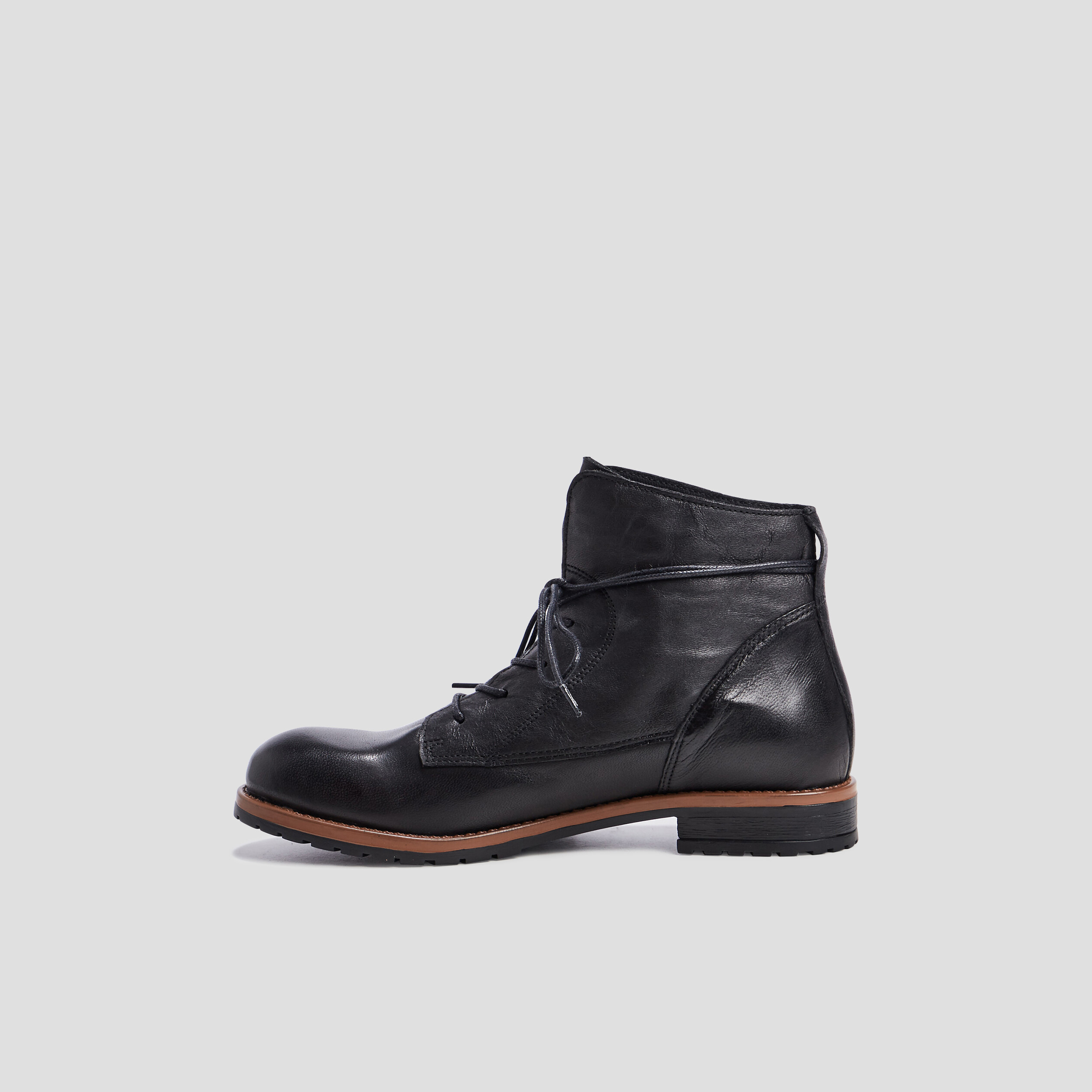 Bottines cuir à lacets noir femme | La Halle