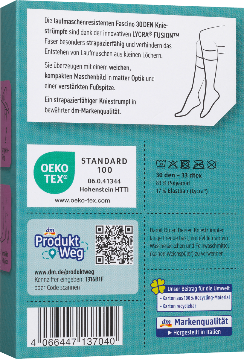 Kniestrümpfe laufmaschenresistent schwarz Gr. 39-42, 30 DEN, 1 St